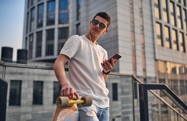 Young guy with longboard