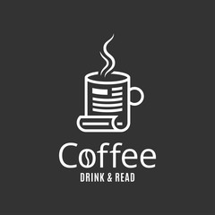 Coffee cup logo. Concept of coffee drink and read