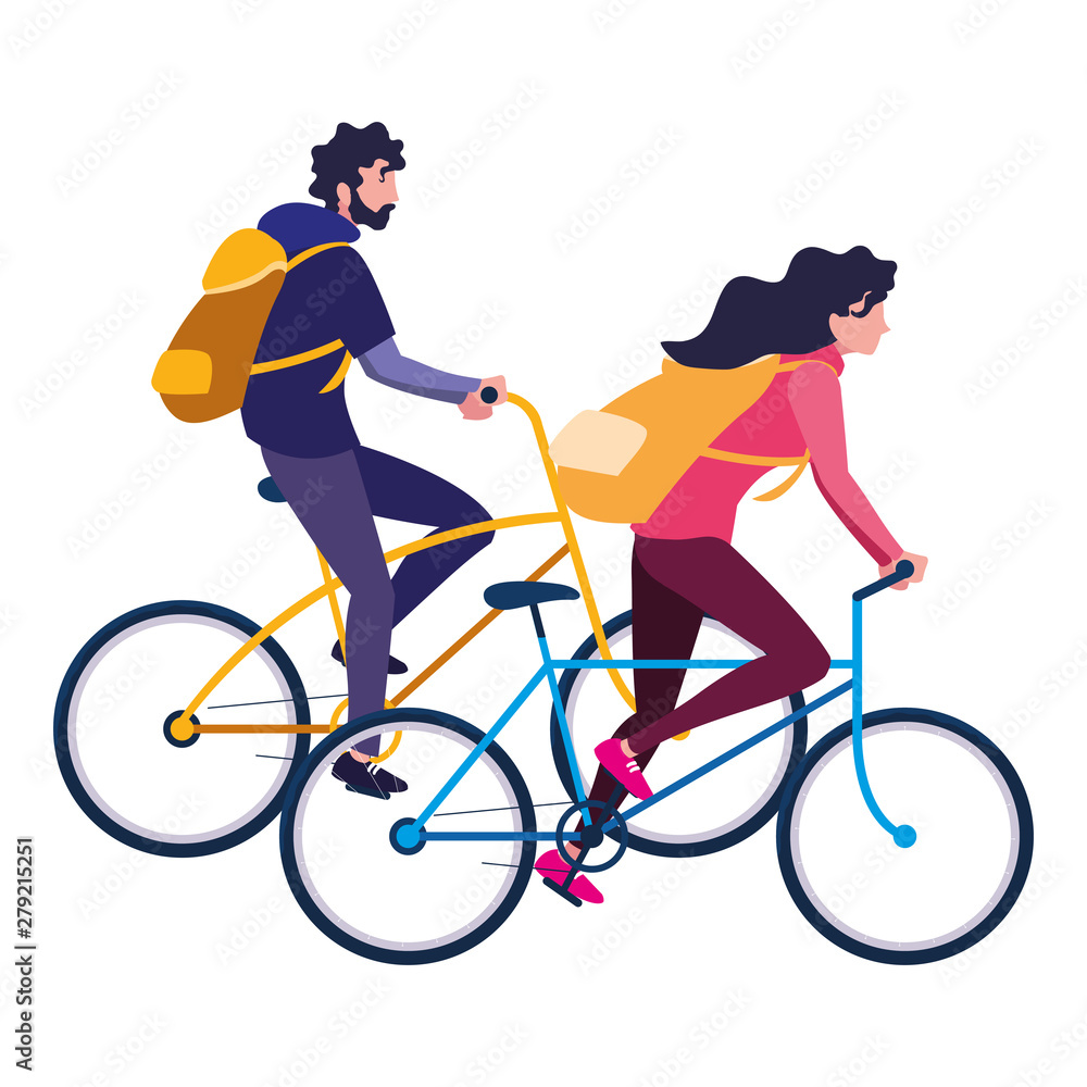 Canvas Prints man and woman riding bicycle