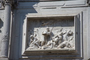 Church of San Rocco (Venice). sculpture ,Facade ,2019