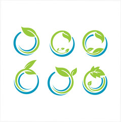 Obraz premium Leaves icon set vector. Various shapes of green leaves of trees and plants. leaf logo for bio and eco