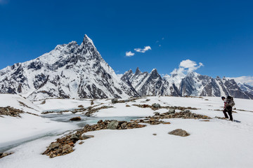 Fototapeta na wymiar K2 mountain peak, second highest mountain in the world, K2 trek, Pakistan, Asia