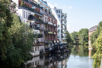 View from the river Weisse Elster in Leipzig,Germany. It is a popular place to live in wonderful...