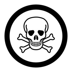 White skull and crossbones in a circle