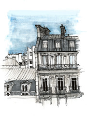 Elements Italy cities. Painted sketch, art work and decoration.