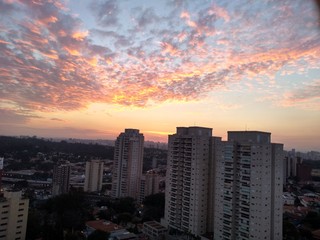 sunset over city