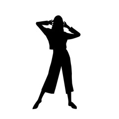 Black fashion vector silhouette of beautiful stylish woman