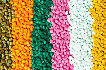 Plastic pellets . Plastic granules after processing .Polymer.