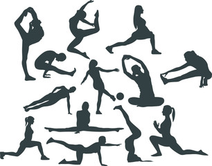 Woman silhouette sport action people