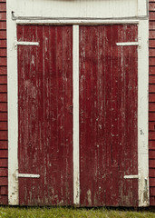 A pair of old rustic barn doors.