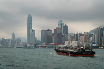 View at the Victoria Harbour from the ferry boat.