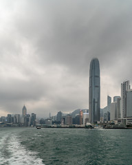 Fototapeta premium View at the Victoria Harbour from the ferry boat.