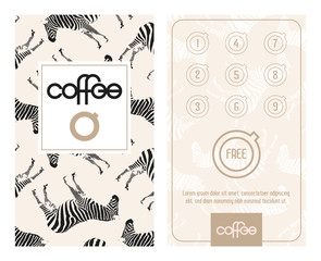 Horizontal card with loyalty program for customers. Designed for e.g. coffee shops, caffee houses, bistro, etc.