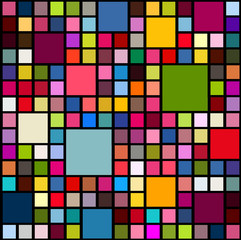 The background is made of multicolored squares. Vector illustration