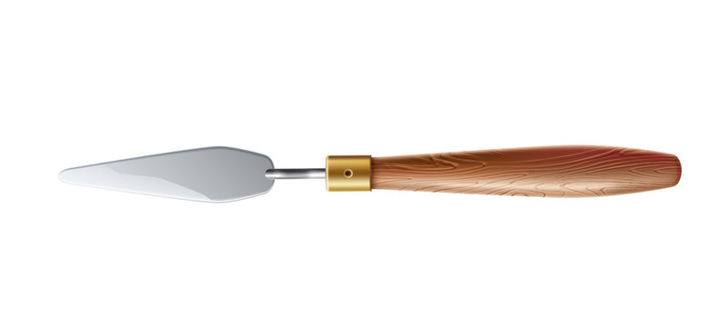 Vector realistic palette knife with wooden handle