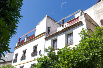 Historic facades in the old town of Cordoba