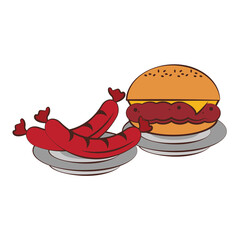 Tasty barbecue grilled food cartoon
