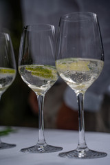 Close up of pouring in aperitif at an outdoor bar