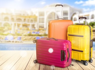 Large suitcases on background,travel concept