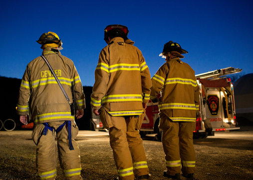 Portrait of smiling firefighter