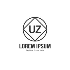 UZ Letter Logo Design. Creative Modern UZ Letters Icon Illustration