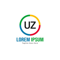 UZ Letter Logo Design. Creative Modern UZ Letters Icon Illustration