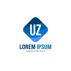 UZ Letter Logo Design. Creative Modern UZ Letters Icon Illustration