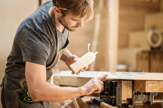 Young carpenter at work