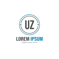 UZ Letter Logo Design. Creative Modern UZ Letters Icon Illustration