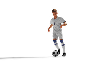 Soccer players isolated on white.