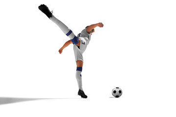 Soccer players isolated on white.