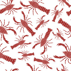 red crayfish seamless pattern. vector illustration
