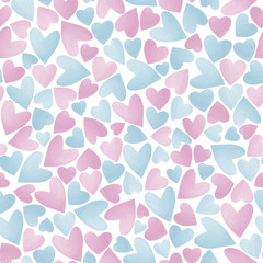 Drawn pastel hearts seamless pattern on white background. Love, romantic background, basis backdrop