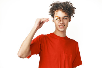 young man with hands on his head