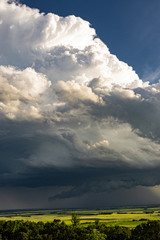 Thunderhead storm clouds building on the prairies of North Dakota