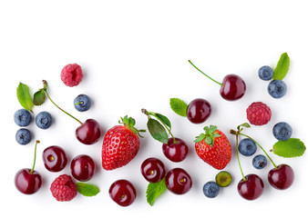 fresh berries on white background