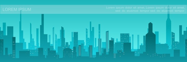 Fototapeta premium Flat City Silhouette Background