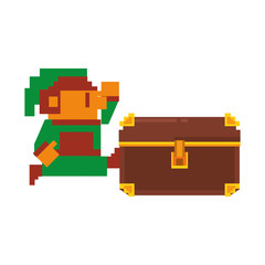 Videogame elf character pixelated isolated
