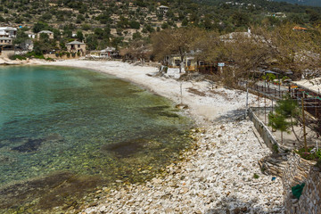 Fototapeta na wymiar Panorama of village and beach of Aliki, Thassos island, Greece