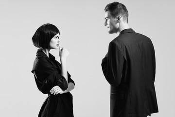 man and woman shaking hands