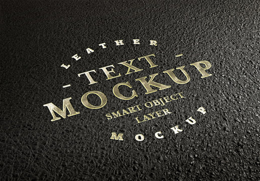 Embossed Golden Text Effect on Leather Mockup