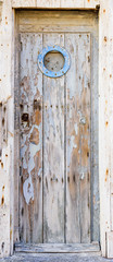 old wooden door pickled blue