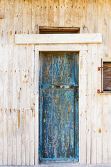 old wooden door pickled blue