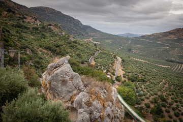 a view from zuheros village of the sierras subbeticas natural park, province of Cordoba, Andalusia, Spain