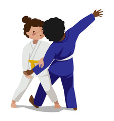 Children are practicing, defending skills in uniform