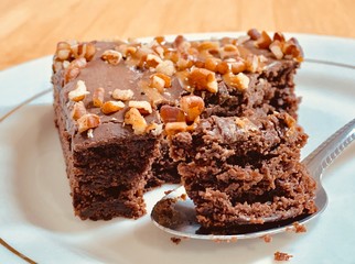 piece of chocolate cake brownie 