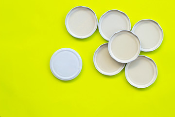 lid for jars on green background