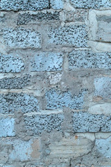 Bright deep saturated blue concrete wall bricks background