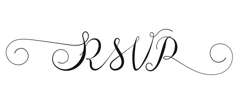 RSVP wedding card template. Handwritten Elegant modern calligraphy with swashes. Vector