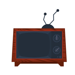 Old television with antenna vintage technology